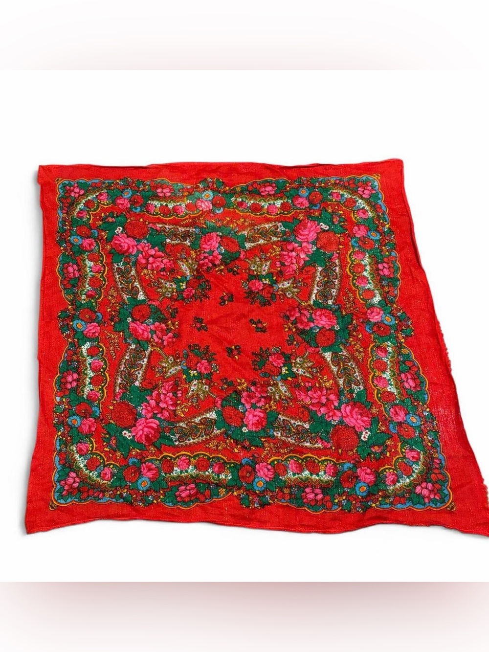 NWOT Tajik floral scarf with gold tinsel thread